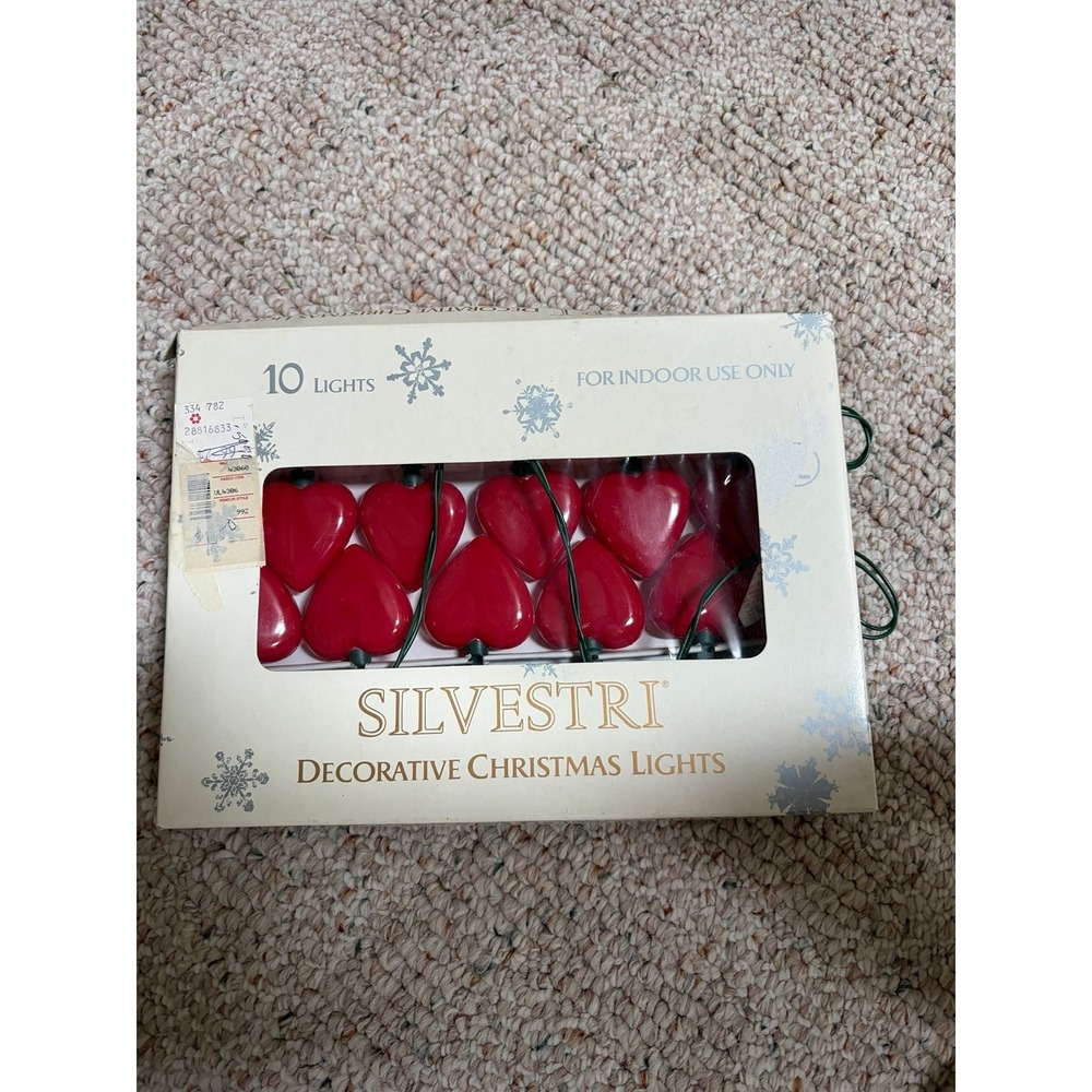 VTG  SILVESTRI Valentines Sweetheart 10 Plastic Red Heart String Of Lights